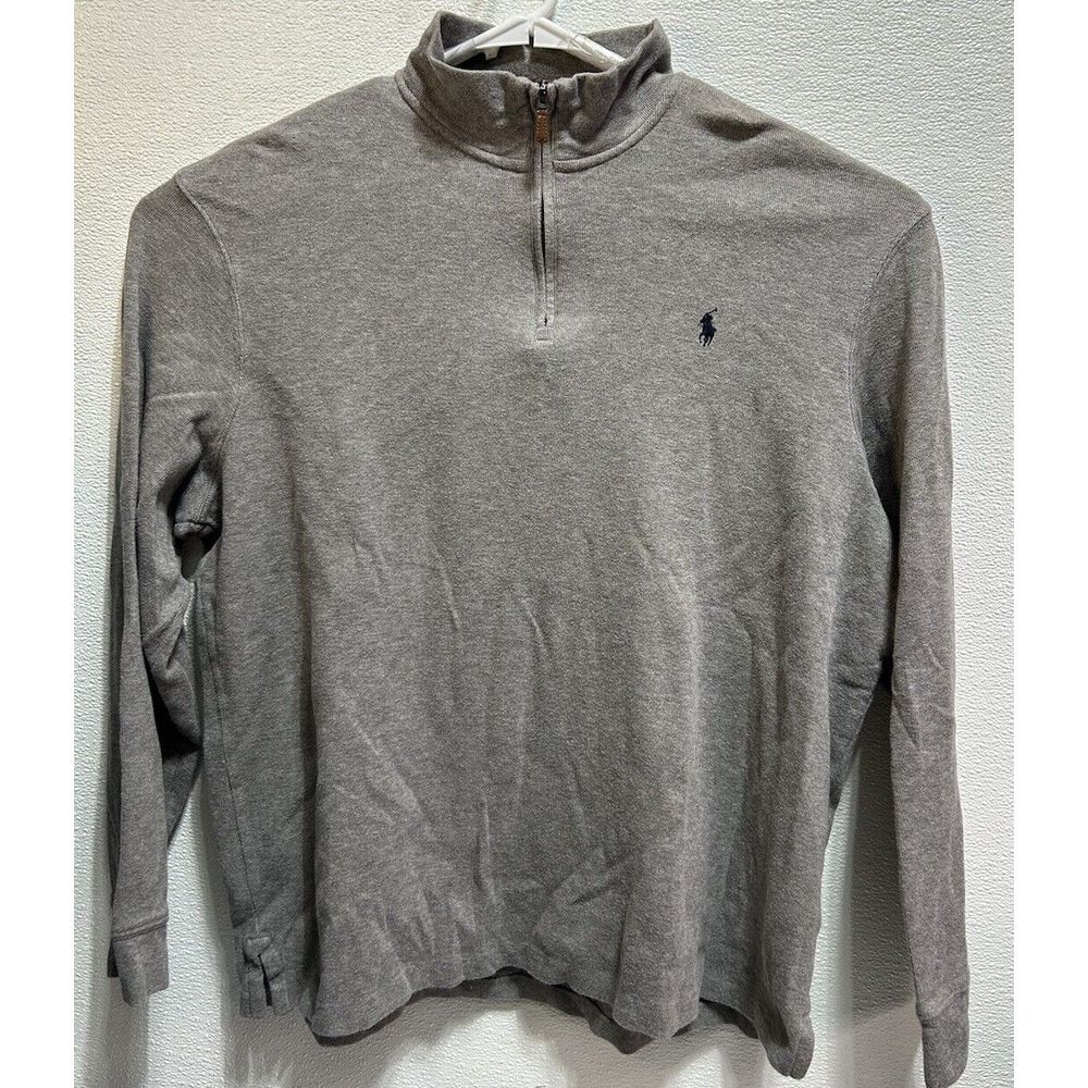 Polo Ralph Lauren Estate Rib Long Sleeve‎ Quarter Zip Pullover Gray Size XL